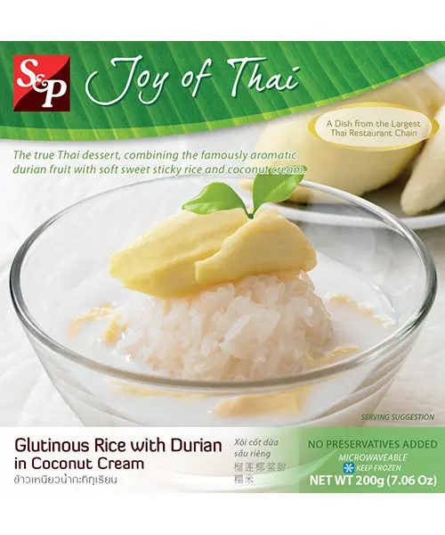 S&P Glutinous Rice With Durian in Coconut Cream 200g ข้าวเหนียวน้ำกะทิทุเรียน