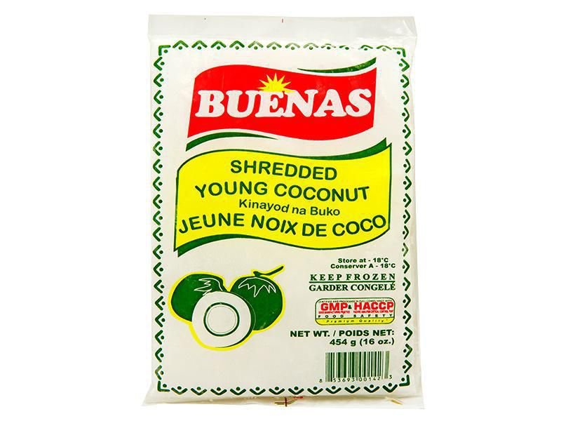 Buenas Shredded Young Coconut - Kinayod na Buko 454g  เนื้อมะพร้าวขูด