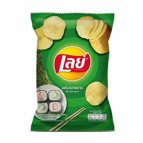 Lay's Flat Potato Chips Nori Seaweed Flavor 50g (เลย์)รสโนริสาหร่าย