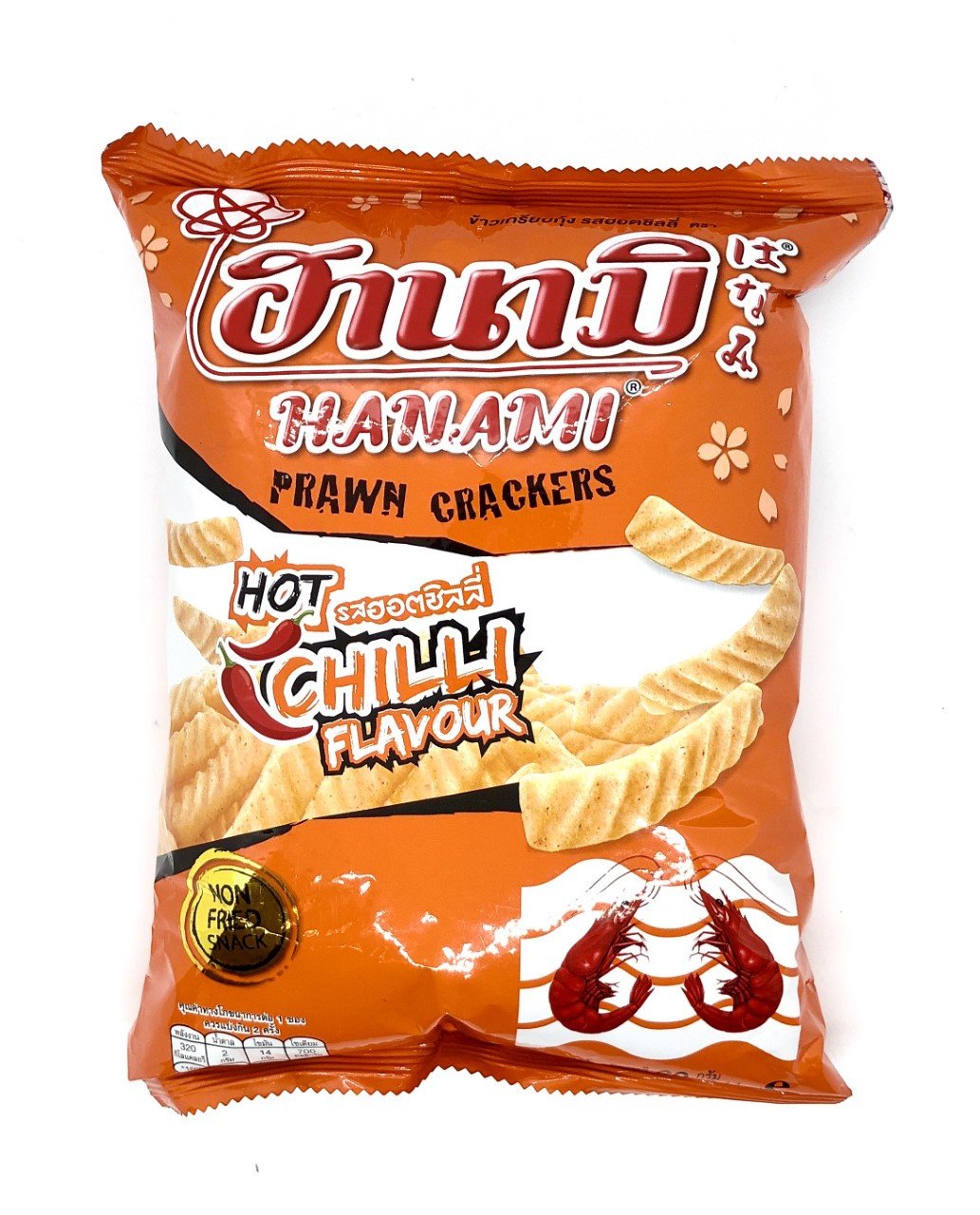 Hanami Prawn Crackers Hot Chilli Flavour 60g ข้าวเกรียบกุ้ง รสฮอตซิลลี่ ตรา ฮานามมิ